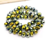 Margele cristal rondel fatetat 8x6mm iris verde metalic (sirag)