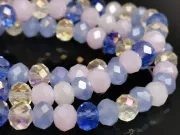 Margele cristal rondel fatetat 6x4mm mix albastru roz (sirag)