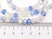 Margele cristal rondel fatetat 6x4mm mix albastru roz (sirag)