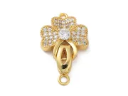 Inchizatoare cubic zirconia trifoi 25x15mm placat cu aur 18K