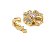 Inchizatoare cubic zirconia trifoi 25x15mm placat cu aur 18K