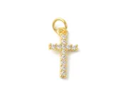 Charm cubic zirconia cruce 16x9mm auriu