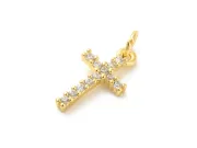 Charm cubic zirconia cruce 16x9mm auriu
