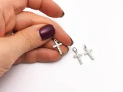 Charm cubic zirconia cruce 16x8.5mm argintiu