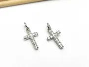 Charm cubic zirconia cruce 16x8.5mm argintiu