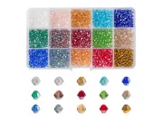 Selectie cristale biconice 4mm 1500 buc + cutie compartimentata