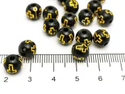 Margele acrilice rotunde cu cruce 8mm negru (20buc)