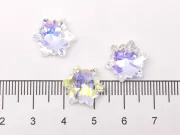 Pandantiv sticla fulg de nea 14mm transparent albastrui