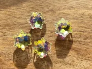 Pandantiv sticla fulg de nea 14mm transparent auriu AB