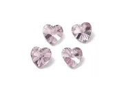 Pandantiv sticla inima 14mm roz