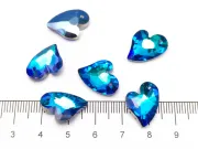Pandantiv sticla inima 17x12.5mm bermuda blue