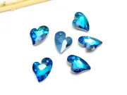 Pandantiv sticla inima 17x12.5mm bermuda blue
