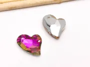 Pandantiv sticla inima 17x12.5mm magenta