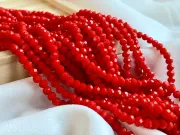 Margele cristal rondel fatetat 4x3mm rosu aprins opac (sirag)