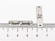 Link dreptunghi argintiu 25.5x6x1.5mm handmade