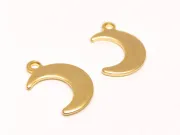 Charm otel inoxidabil 304 auriu luna 15x11mm