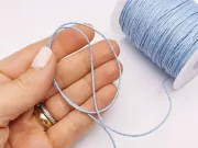 Rola ata bumbac cerata grosime 1mm albastru pal (80m)