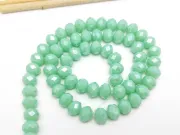 Margele cristal rondel fatetat 8x6mm turcoaz opac lustered (sirag)