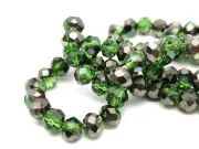 Margele cristal rondel fatetat 6x4mm verde gri inchis metalic (sirag)