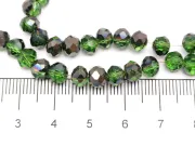 Margele cristal rondel fatetat 6x4mm verde gri inchis metalic (sirag)