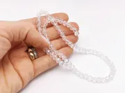 Margele cristal rondel fatetat 6x4mm transparent lustered (sirag)