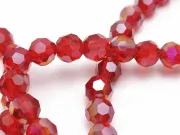 Margele cristal rotund fatetat 6mm rosu inchis AB (sirag)