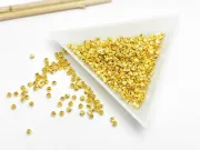 Margele de alama decorative cu striatii 2x1.8mm placate cu aur 14K (10buc)