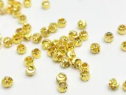 Margele de alama decorative cu striatii 2x1.8mm placate cu aur 14K (10buc)