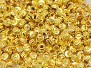 Margele de alama decorative cu striatii 2x1.8mm placate cu aur 14K (10buc)