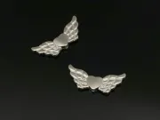 Margele metalice inima cu aripi 22x9x3mm argintiu