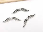 Margele metalice aripi 30x7.5mm argintiu