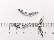 Margele metalice aripi 30x7.5mm argintiu