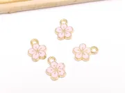 Charm auriu floare 12x9mm roz