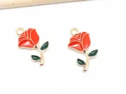 Charm trandafir auriu 23.5x12mm