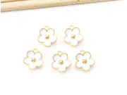 Charm auriu floare 13x11.5mm alb