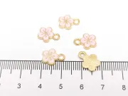 Charm auriu floare 12x9mm roz