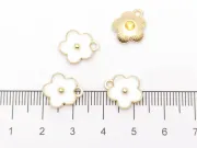 Charm auriu floare 13x11.5mm alb