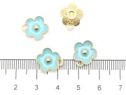 Charm auriu floare 13x11.5mm turcoaz
