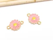 Link auriu floare 21x13mm roz