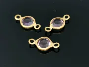 Link otel inoxidabil 304 auriu cu rhinestone 12.5x7x2mm mov