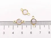 Link otel inoxidabil 304 auriu cu rhinestone 12.5x7x2mm mov