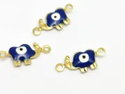 Link otel inoxidabil 304 auriu elefant cu ochi de deochi 15x6.5x2.5mm