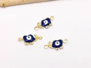 Link otel inoxidabil 304 auriu elefant cu ochi de deochi 15x6.5x2.5mm