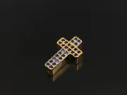 Distantier cruce cubic zirconia auriu 15x9x4mm albastru (1buc)