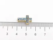 Distantier cruce cubic zirconia auriu 15x9x4mm albastru (1buc)