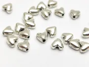 Margele metalice inima 6x5mm argintiu (10buc)