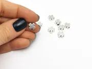 Margele distantiere cruce 8x8mm argintiu