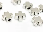 Margele distantiere cruce 8x8mm argintiu