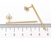 Tortite cercei otel inoxidabil 304 auriu placat IP cu opritor 38x3mm (2buc)