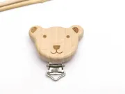 Clips pentru lant suzeta natur 50x34x17mm ursulet